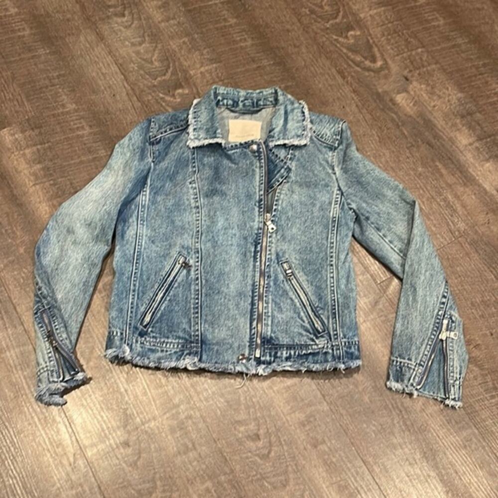 Rebecca Taylor zipper raw edge denim jacket XS - Picture 2 of 5